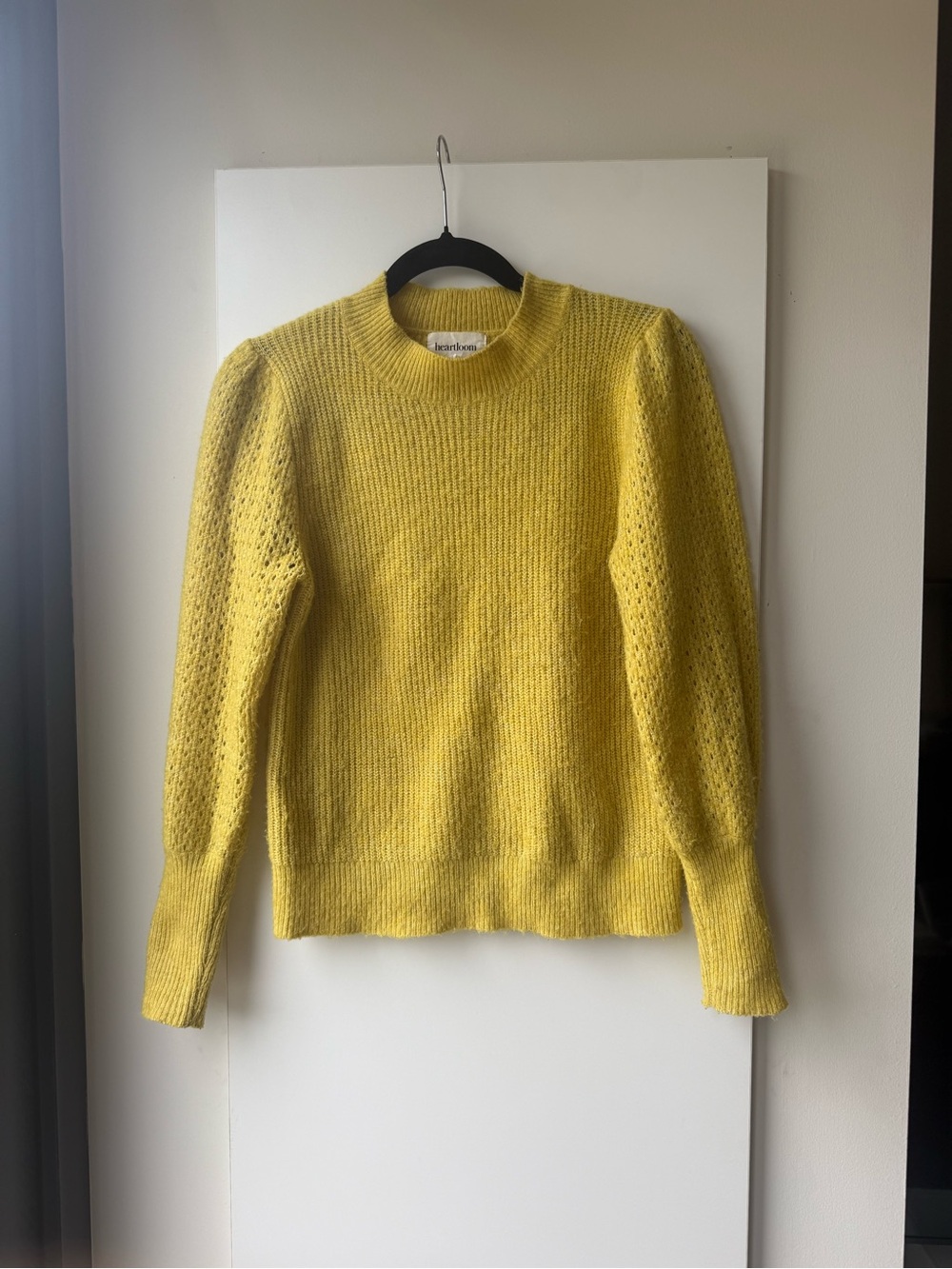 Heartloom Chartreuse Puff-Sleeve Crewneck Sweater
